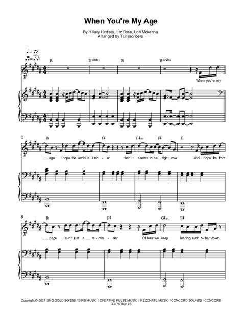 When Youre My Age Arr Tunescribers By Hillary Lindsey Sheet Music