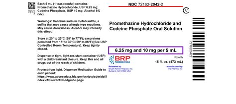 Dailymed Promethazine Hydrochloride And Codeine Phosphate Solution