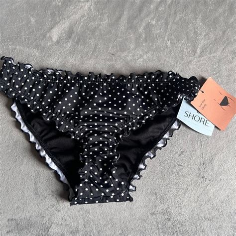 Shade Shore Swim Shade Shore Black And White Polka Dot Low Rise Cheeky Bikini Bottom New