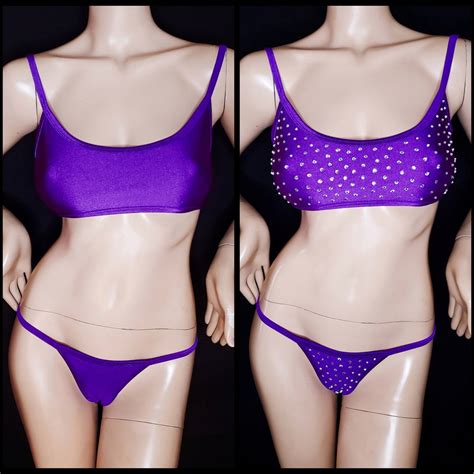 Rhinestone Lingerie Sparkly Panties Sexy Bralette Set Shiny Underwear