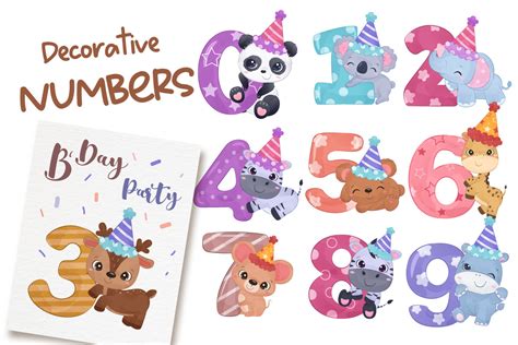 Birthday Decorative Numbers Clipart Graphic by DrawStudio1988 · Creative Fabrica