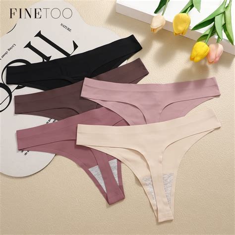 FINETOO Seamless Bikini Thong For Women T Back Low Waist G String