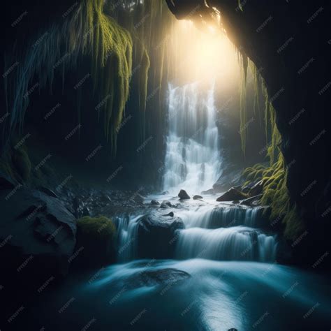 Premium AI Image | Whispers of the Mystical Waterfall Tales from the ...