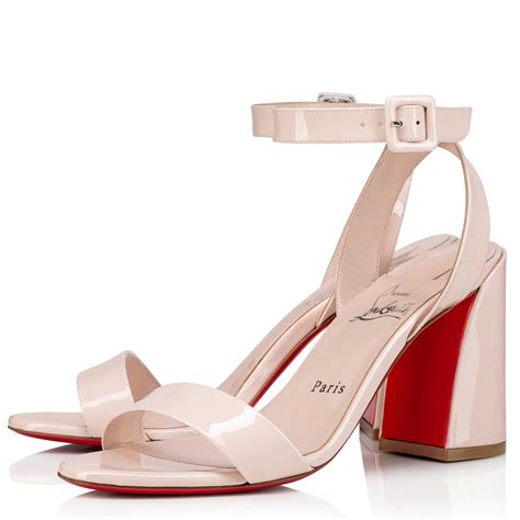 Replica Christian Louboutin Miss Sabina Mm Sandals In Beige Patent