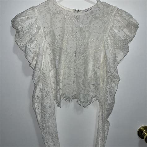 Naked Wardrobe White Lace Long Sleeve Top Worn Only Depop