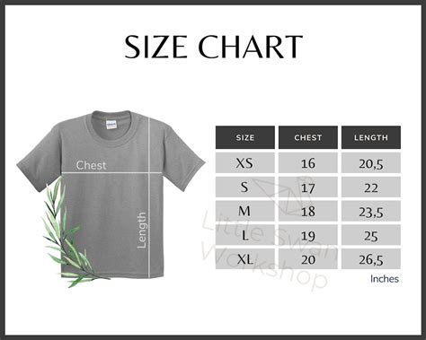 Gildan 5000b Size Chart Gildan G500b Youth T Shirt Size Etsy