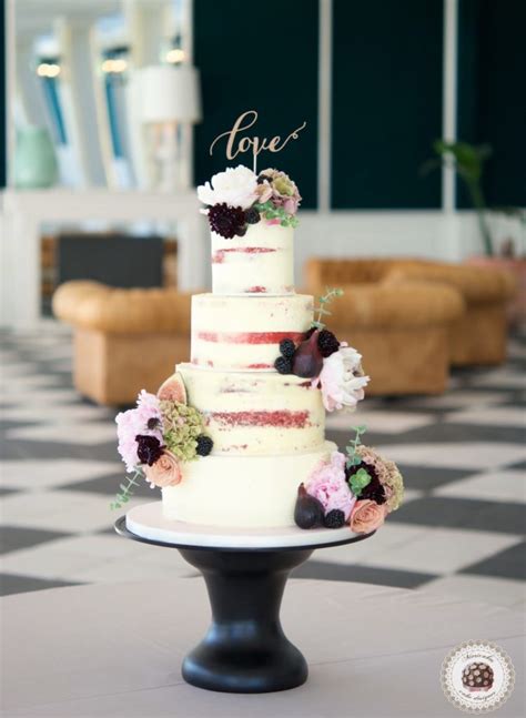 Peony Fruit Semi Naked Wedding Cake Mericakes Cake Designer