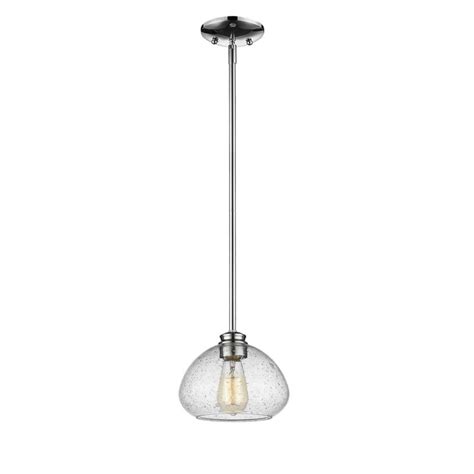 Z Lite Z Lite Amon Contemporary Chrome And Clear Seedy Glass 1 Light Mini Pendant The Home Depot