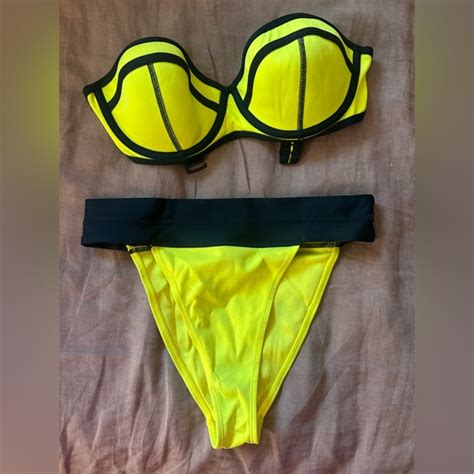 Kendall Kylie Swim Kendall Kylie Yellow And Black Bikini Swim Set Poshmark