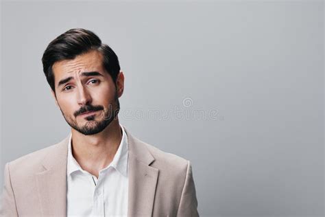 Happy Man Copyspace Portrait Handsome Suit Smiling Beard Business