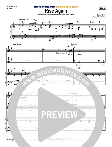 Rise Again Sheet Music Pdf Dallas Holm Praisecharts