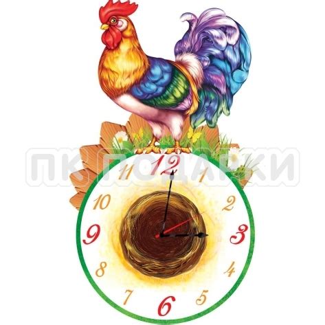Часы с петухом фигурные №3