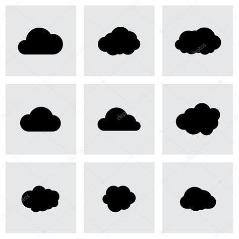 Vector Black Cloud Icon Set Stock Vector Skarin1 59944433