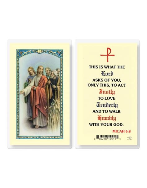 Holy Card Laminated What The Lord Asks Reillys Church Supply And T Boutique