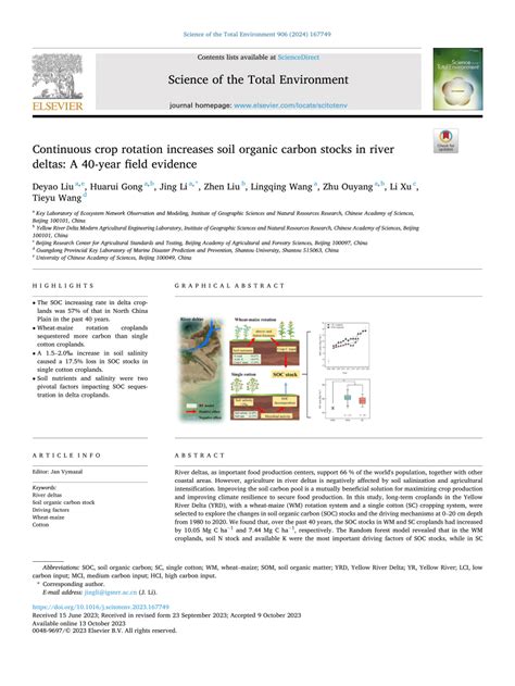 (PDF) Continuous crop rotation increases soil organic carbon stocks in ...