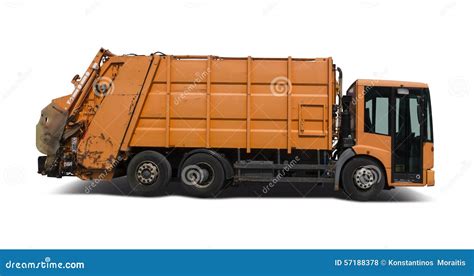 Garbage Truck Isolated On White Stock Photo Image Of Truck Orange