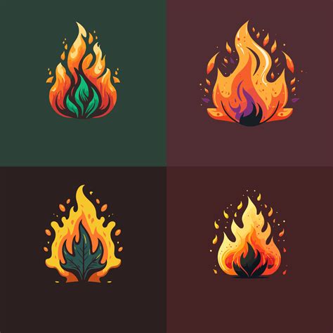 hot fire flame logo icon collection set  vector illustration
