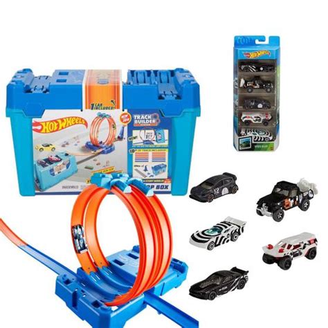 Pista Hot Wheels Track Builder Caixa De Velocidade Azul Carros Speed Blur Flk Mattel