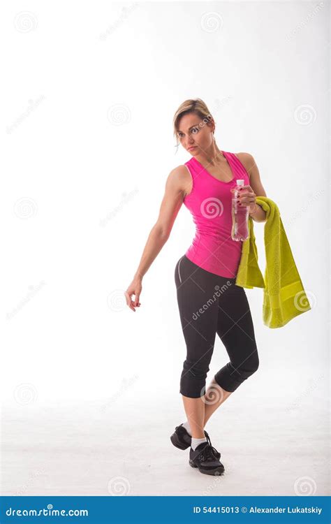 Blonde sportive image stock Image du actif santé heureux