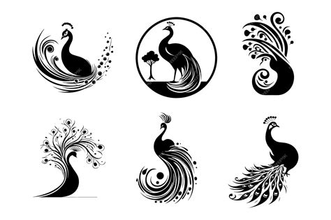 Premium Vector Set Of Peacock Silhouette Characters With Vector