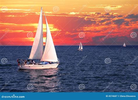 Sailboats At Sunset Stock Image Image Of Calm Calmness