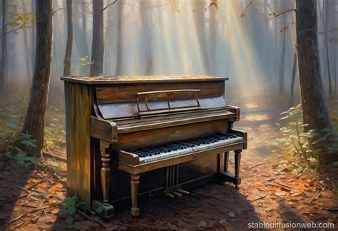 Mysterious Forest Piano Scene Stable Diffusion Online