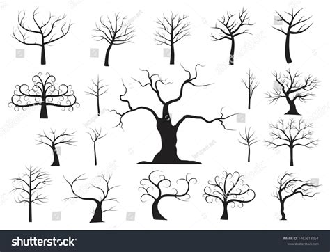 Naked Trees Silhouettes Vector Set Stock Vector Royalty Free Shutterstock
