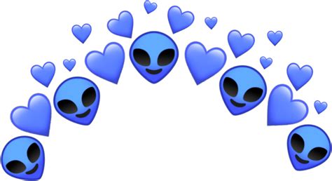 Download Alien Tumblr Blue Et Emoji Heart Crown Cute Feature Alien