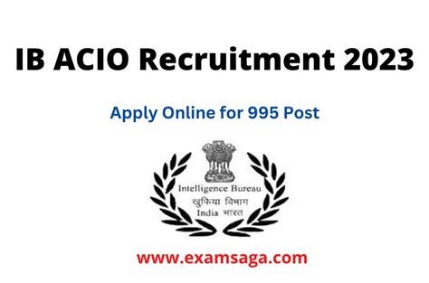 IB ACIO Recruitment 2023 Apply Online For 995 Post Now EXAMSAGA