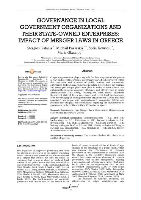 Pdf Governance In Local Government Organizations And Their State