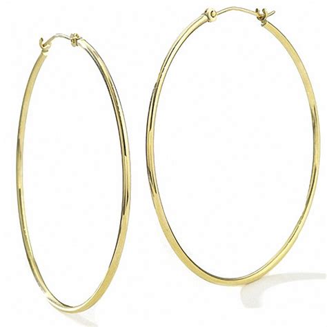 14k Gold 40mm Polished Hinged Hoop Earrings Peoples Jewellers