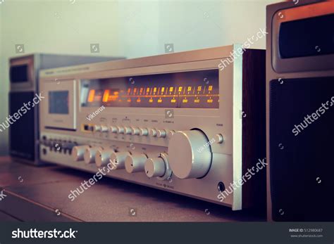 vintage stereo cassette tape deck player stock photo