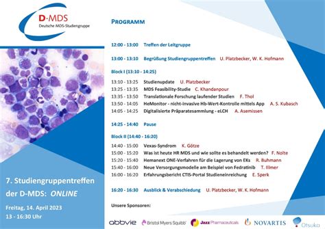Deutsche MDS-Studiengruppe (D-MDS): 2. Studiengruppentreffen