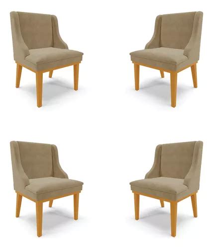 Kit 4 Cadeiras Sala De Jantar Bs Fixa Firenze Suede Nude Parcelamento Sem Juros