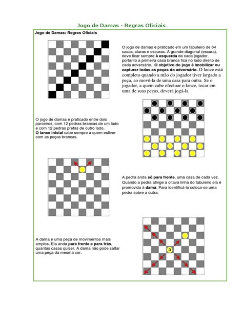 Regras completas do jogo de damas | PDF | Jogos de tabuleiro | Jogos