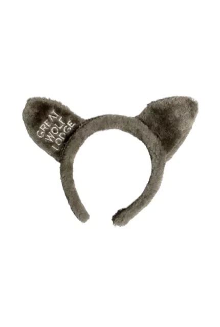 Great Wolf Lodge Wolf Ears Headband Gray White Plush Furry Souvenir