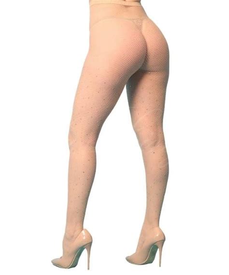 Meia Calça Arrastão Cor da Pele Brilho Strass Yaffa Imagination Sex Shop