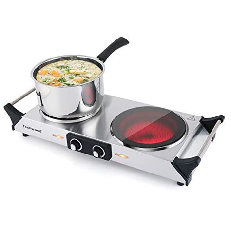 Techwood Electric Stove Double Infrared Ceramic Hot Plate For Cooking Two Control Cooktop