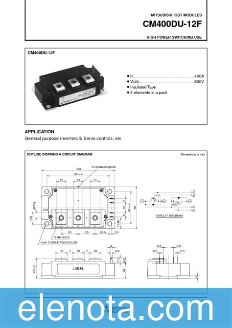 Cm Du F Datasheet Pdf Kb Mitsubishi Pobierz Z Elenota Pl