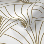 Floral Burst Gold On White Wallpaper Spoonflower