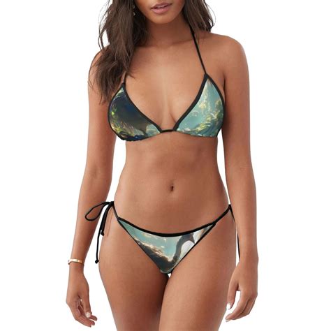 Vsdgher Majestic Ostrich In Forest Pattern Sexy Bikini Set For Women