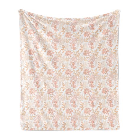 Ambesonne Vintage Rose Fleece Throw Blanket Peachy Tone Floral Art