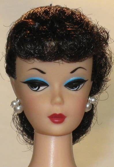 VINTAGE BARBIE REPRO REPRODUCTION NUDE DOLL BRUNETTE PONYTAIL CURLY BANGS MINT Mattel Vintage