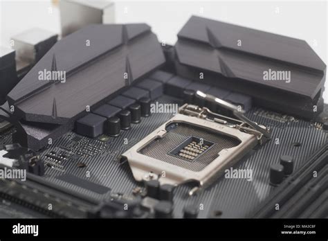 Intel LGA 1151 Cpu Socket On Motherboard Computer PC Close Up Stock ...