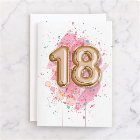 Printable 18th birthday card for her instant download eighteen