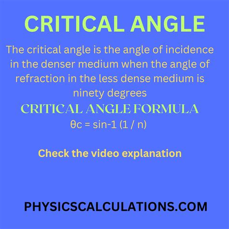 What Is Critical Angle And Its Formula