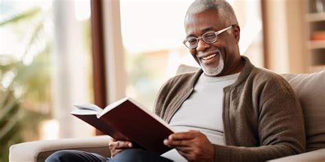 Premium Photo Senior African American Man Reading A Book While