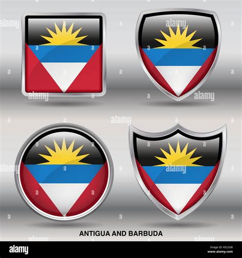 Antigua And Barbuda Flag 4 Shapes Flags States Country In The World