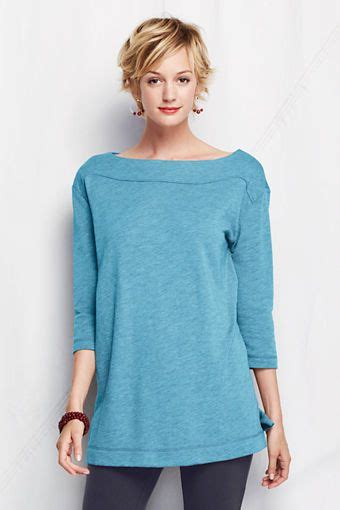 Womens 34 Sleeve Starfish Boatneck Tunic From Lands End