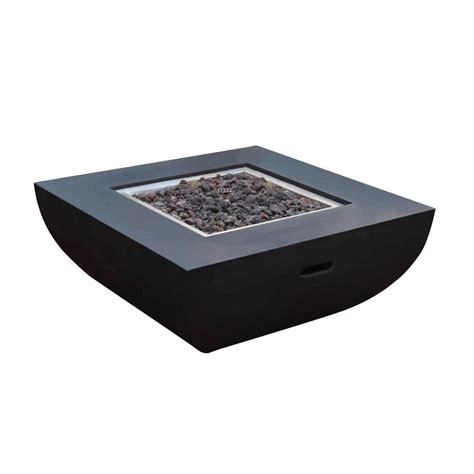 Modeno Aurora 34 In X 14 In Square Concrete Propane Fire Pit In Black